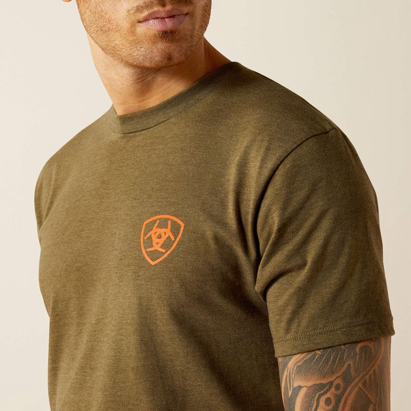 Ariat Grain Flag T-Shirt Military Heather Homme | BKS-63786993