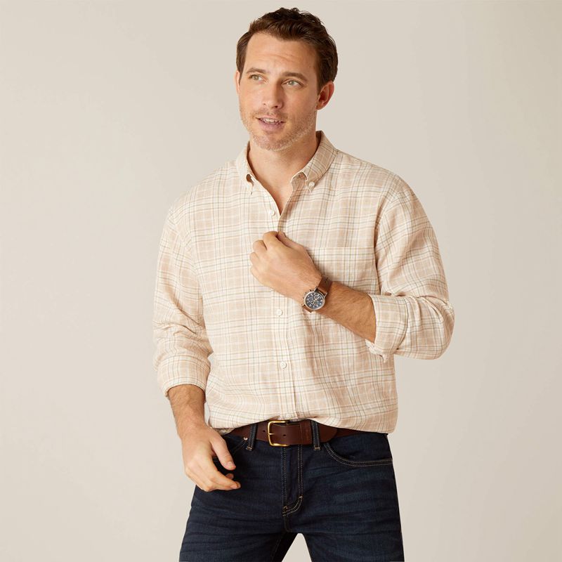 Ariat Sonoma Shirt Tan Plaid Homme | VUQ-91779025