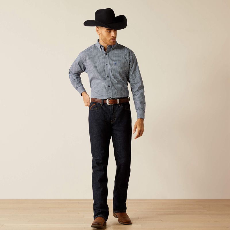 Ariat Team Keenan Classic Fit Shirt Bleu Homme | DOI-77884600