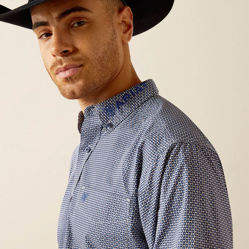 Ariat Team Keenan Classic Fit Shirt Bleu Homme | DOI-77884600