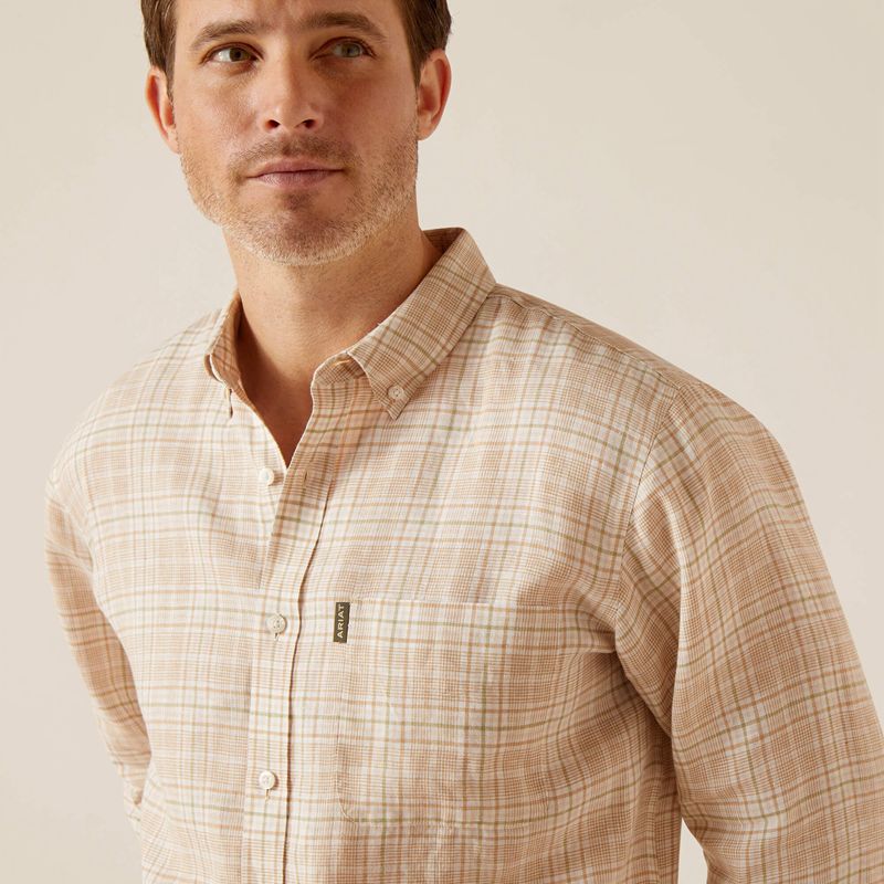 Ariat Sonoma Shirt Tan Plaid Homme | VUQ-91779025