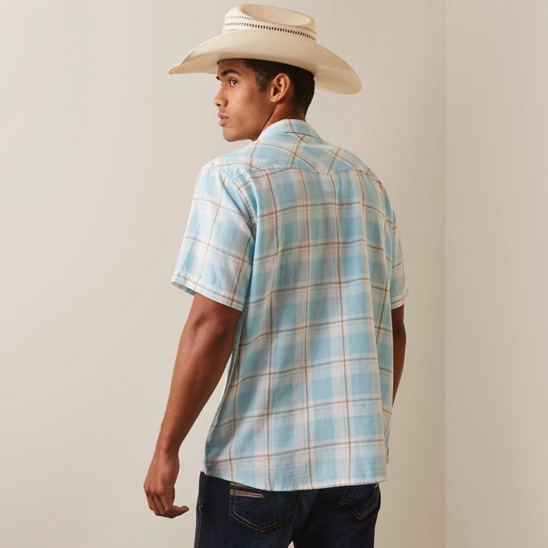 Ariat Halbertson Retro Fit Shirt Aquatic Homme | AUL-81136690