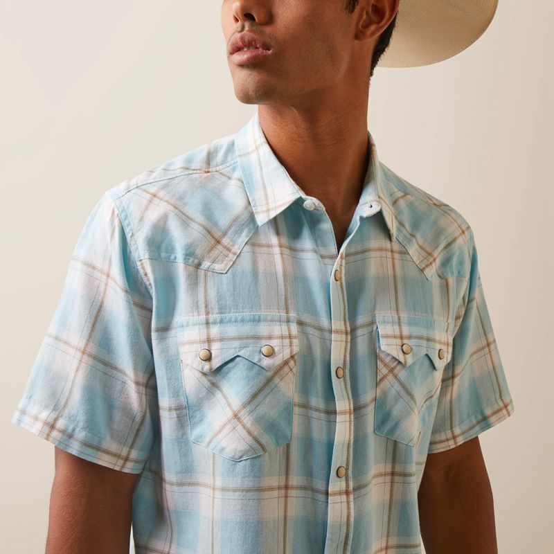 Ariat Halbertson Retro Fit Shirt Aquatic Homme | AUL-81136690