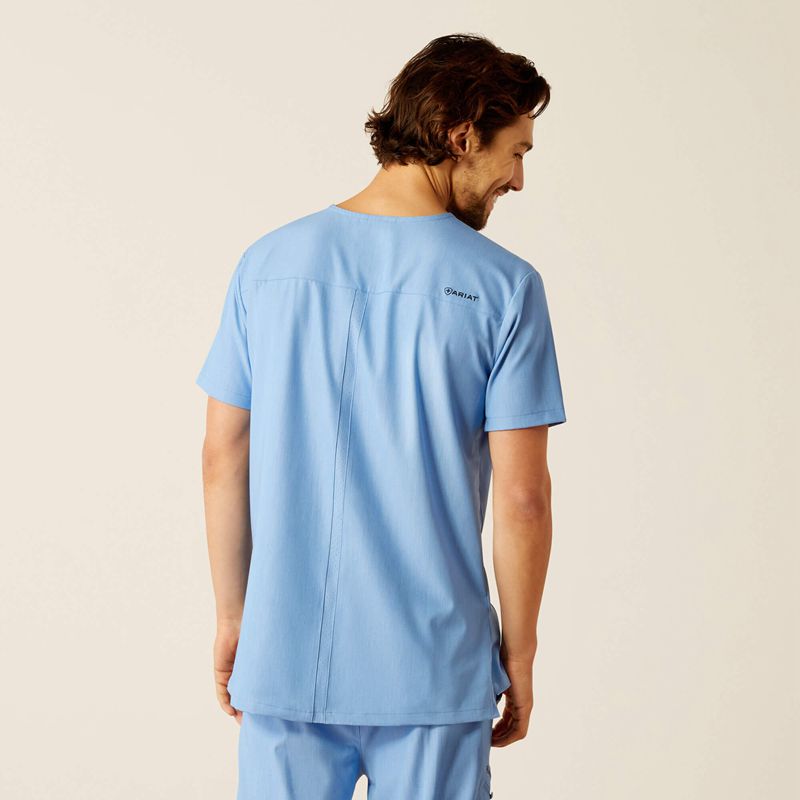 Ariat Whitman Scrub Top Bleu Clair Homme | XVH-60720494