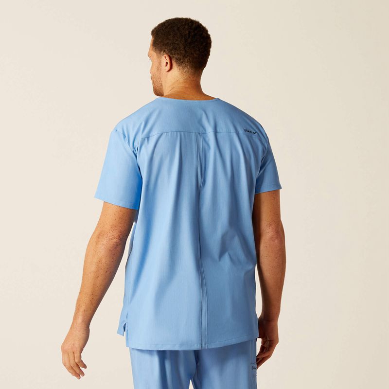 Ariat Whitman Scrub Top Bleu Clair Homme | XVH-60720494