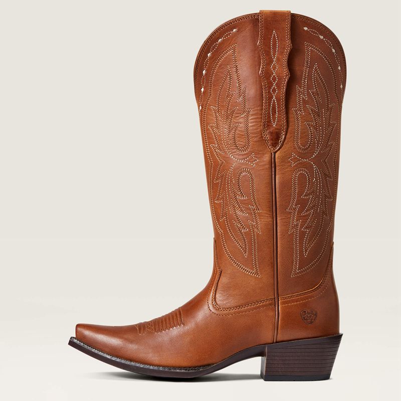 Ariat Heritage X Toe Elastic Wide Calf Western Boot Treasured Tan Femme | IEM-84346654