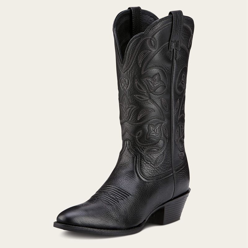 Ariat Heritage R Toe Western Boot Noir Femme | ZDK-12663626