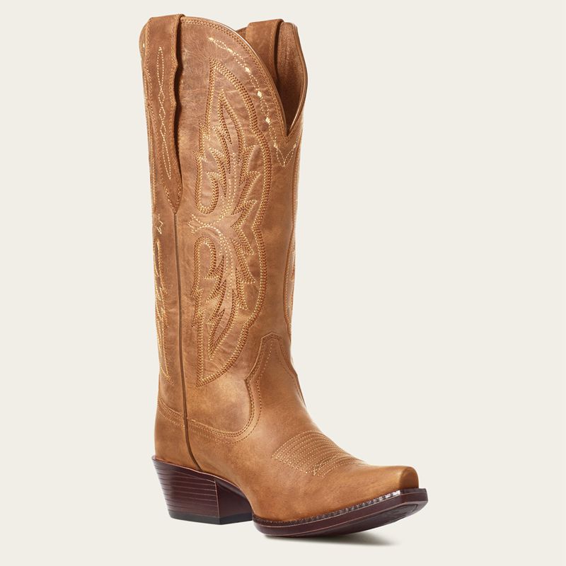 Ariat Heritage X Toe Elastic Wide Calf Western Boot Marron Femme | QVF-89354691