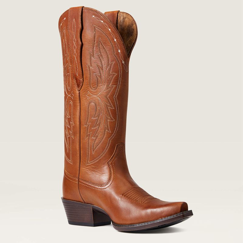 Ariat Heritage X Toe Elastic Wide Calf Western Boot Treasured Tan Femme | IEM-84346654