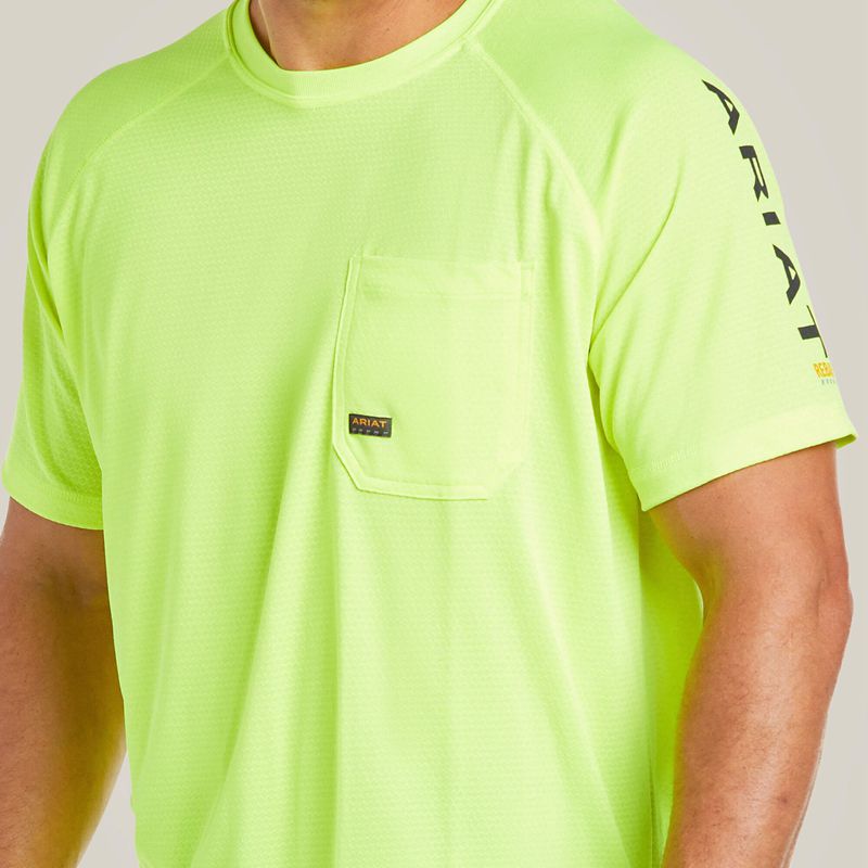 Ariat Rebar Heat Fighter T-Shirt Neon Lime Homme | UBX-59187489