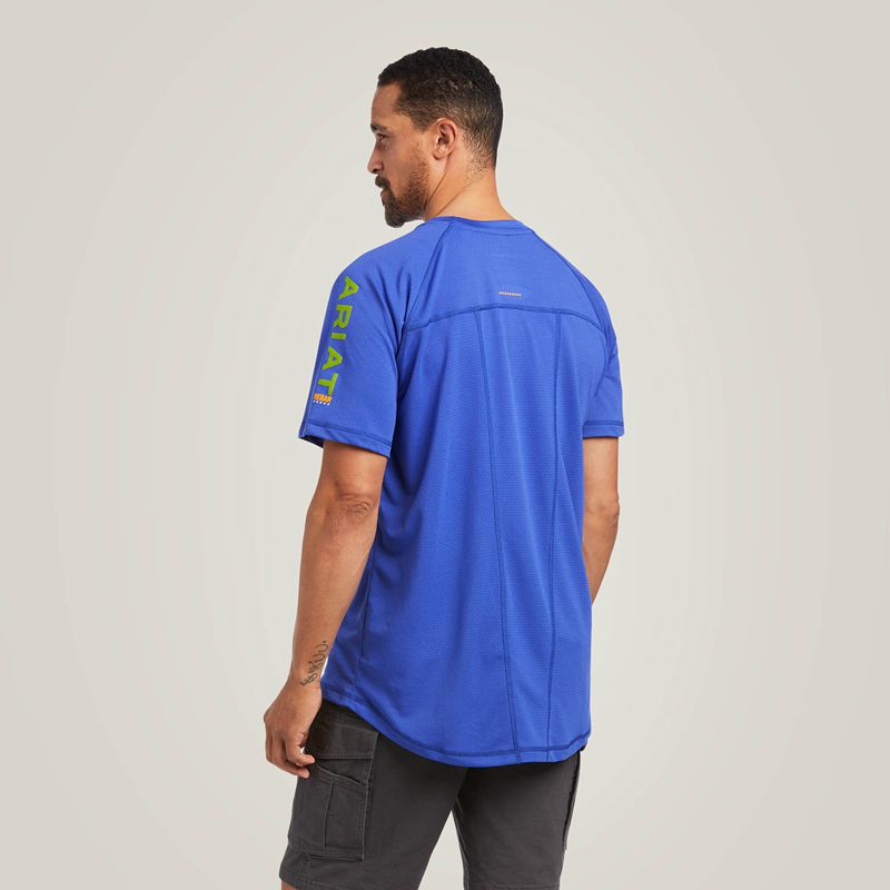 Ariat Rebar Heat Fighter T-Shirt Bleu Royal Bleu Homme | OWE-26107793