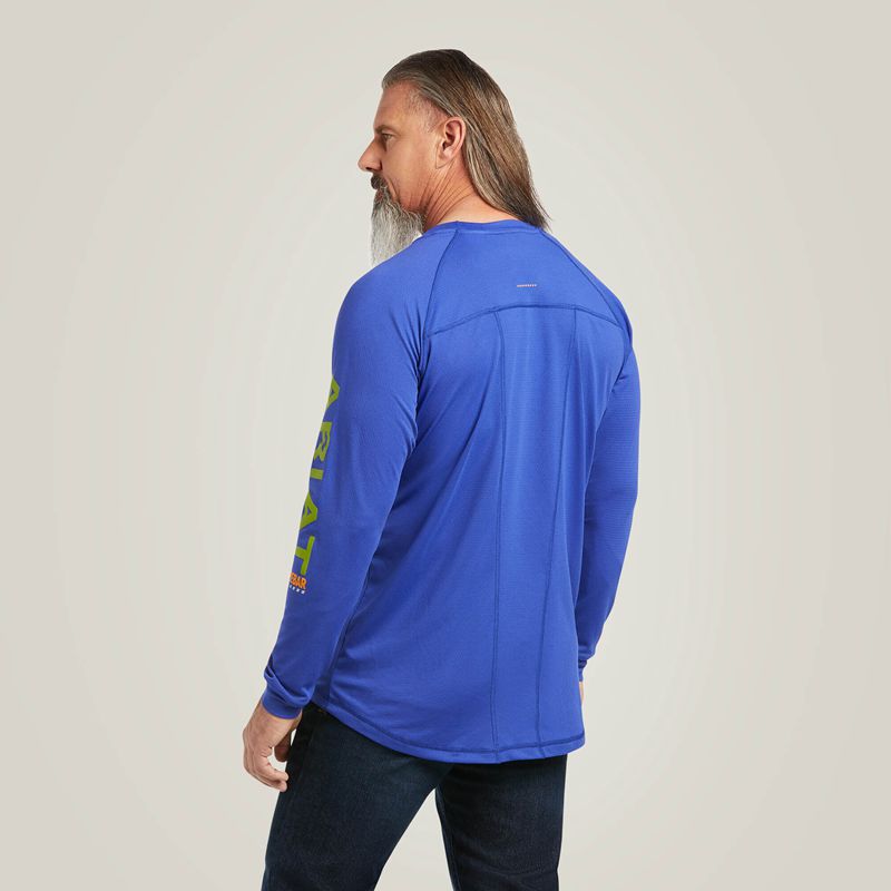 Ariat Rebar Heat Fighter T-Shirt Bleu Royal Bleu Homme | ZRB-15663089