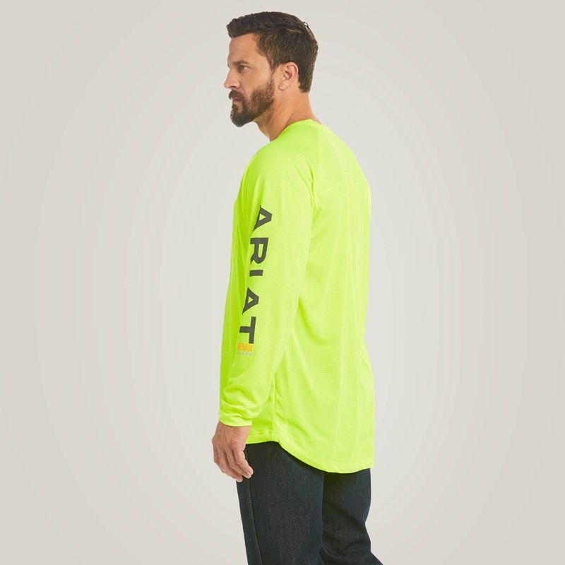 Ariat Rebar Heat Fighter T-Shirt Neon Lime Homme | QYS-07830698