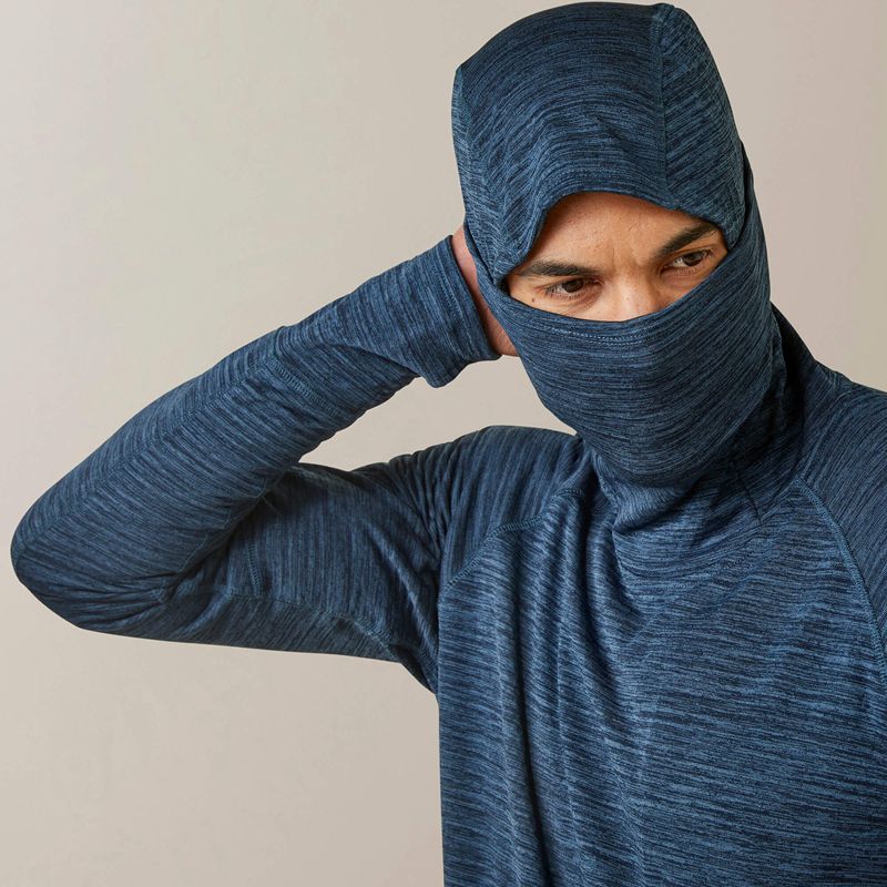 Ariat Rebar Gridwork Balaclava Baselayer Bleu Homme | XOM-56918843