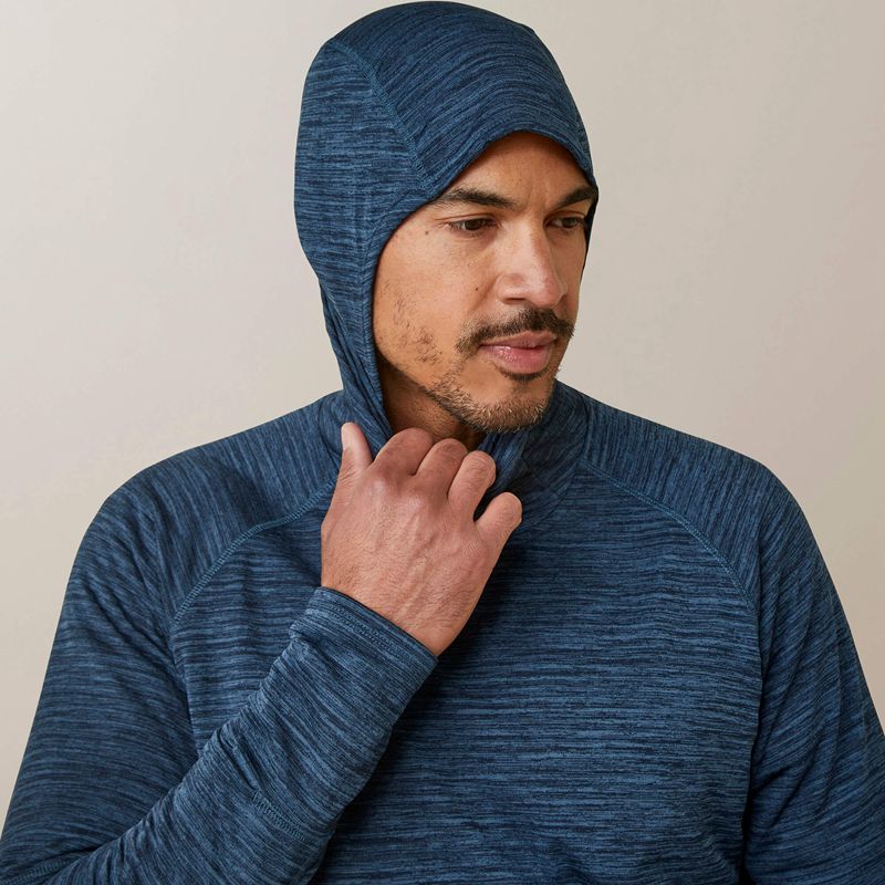 Ariat Rebar Gridwork Balaclava Baselayer Bleu Homme | XOM-56918843