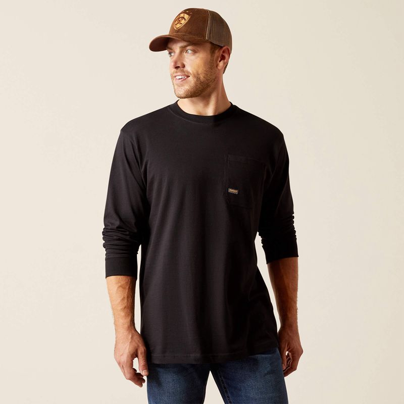 Ariat Rebar Cotton Strong Whlf T-Shirt Noir Homme | WHX-86196342