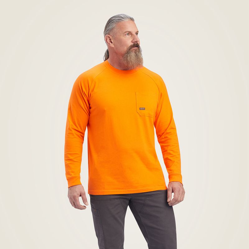 Ariat Rebar Cotton Strong T-Shirt Orange Homme | PEA-49339209