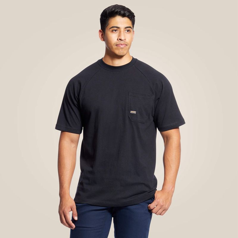 Ariat Rebar Cotton Strong T-Shirt Noir Homme | OWR-06348735