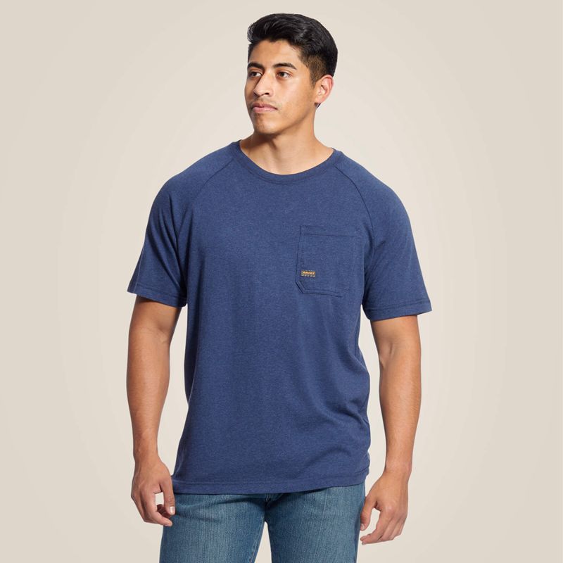 Ariat Rebar Cotton Strong T-Shirt Bleu Marine Homme | THX-21817971