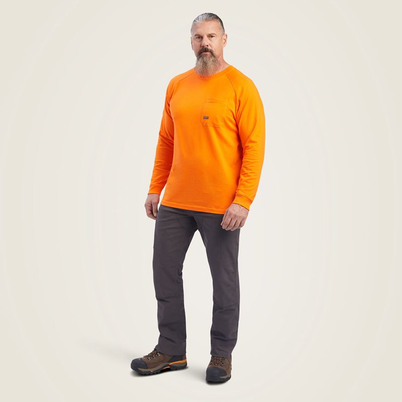 Ariat Rebar Cotton Strong T-Shirt Orange Homme | PEA-49339209