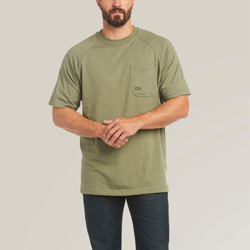 Ariat Rebar Cotton Strong T-Shirt Sage_Heather Homme | OZO-31952258