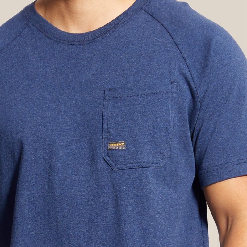 Ariat Rebar Cotton Strong T-Shirt Bleu Marine Homme | THX-21817971