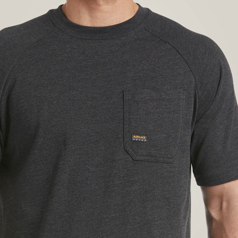 Ariat Rebar Cotton Strong T-Shirt Charcoal Heather Homme | PCN-75296401