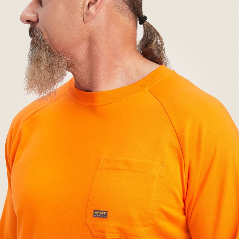 Ariat Rebar Cotton Strong T-Shirt Orange Homme | PEA-49339209