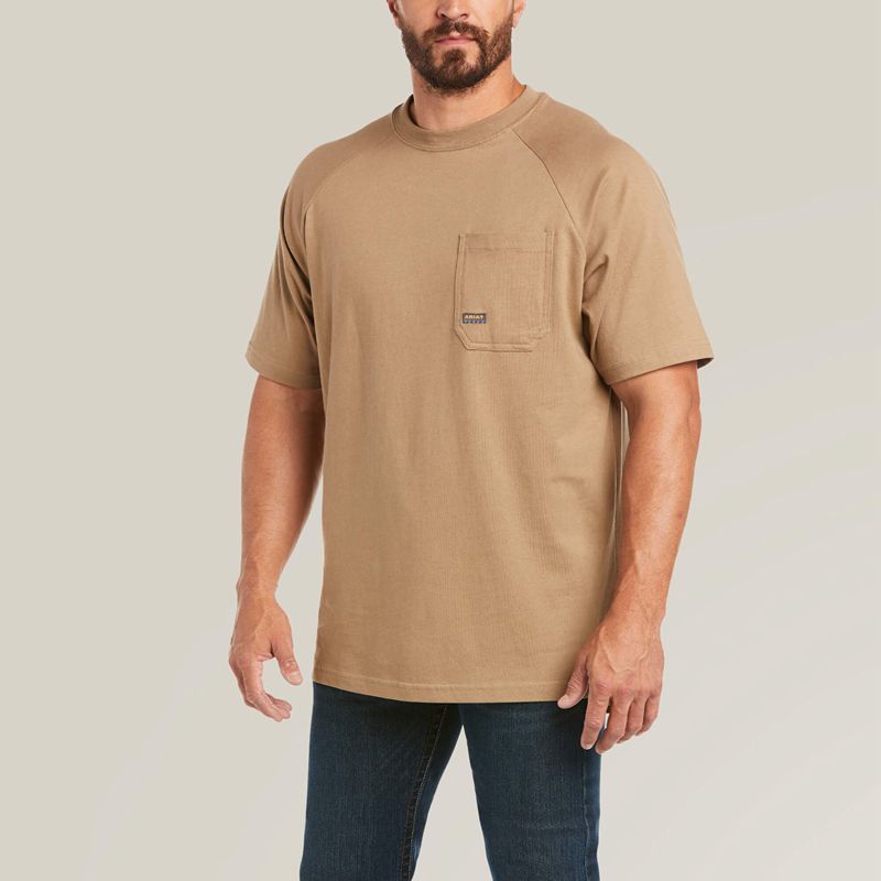 Ariat Rebar Cotton Strong T-Shirt Kaki Homme | FGS-89469002