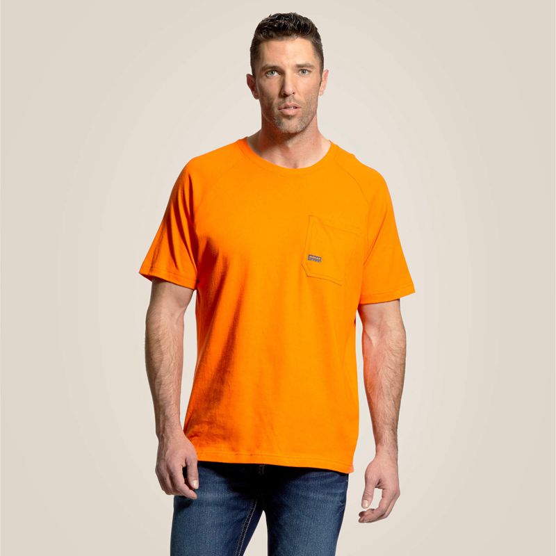 Ariat Rebar Cotton Strong T-Shirt Orange Homme | AAD-87759614