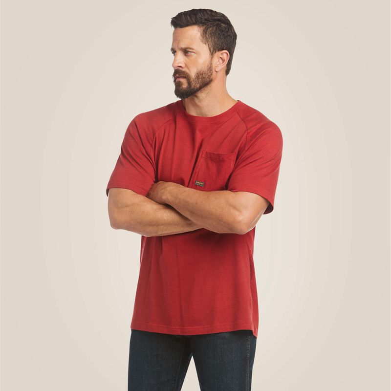 Ariat Rebar Cotton Strong T-Shirt Rouge Homme | XAA-00876546