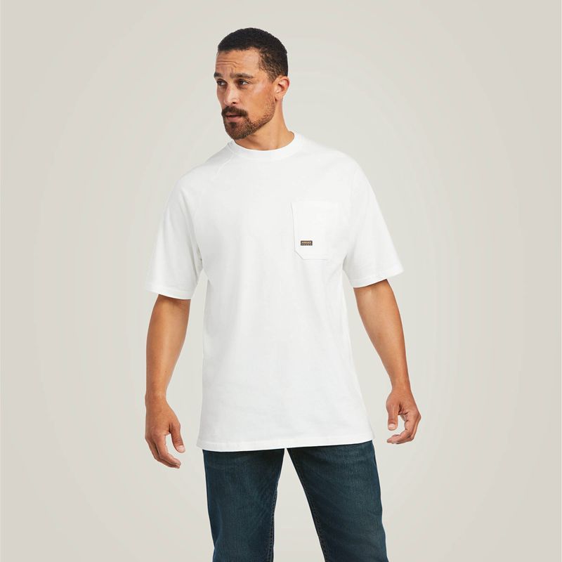 Ariat Rebar Cotton Strong T-Shirt Blanche Homme | VYZ-76758273