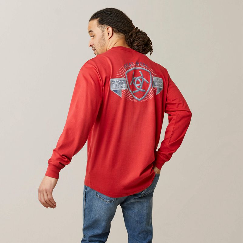 Ariat Rebar Cotton Strong Stacking Dimes Rouge Homme | GDY-53016024