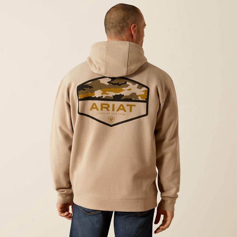 Ariat Camo Hex Hoodie Beige Homme | ZCT-43317897