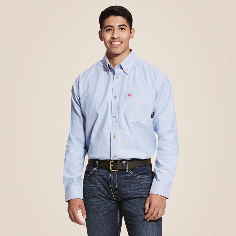 Ariat Fr Solid Twill Durastretch Work Shirt Bleu Homme | ZDG-17626702