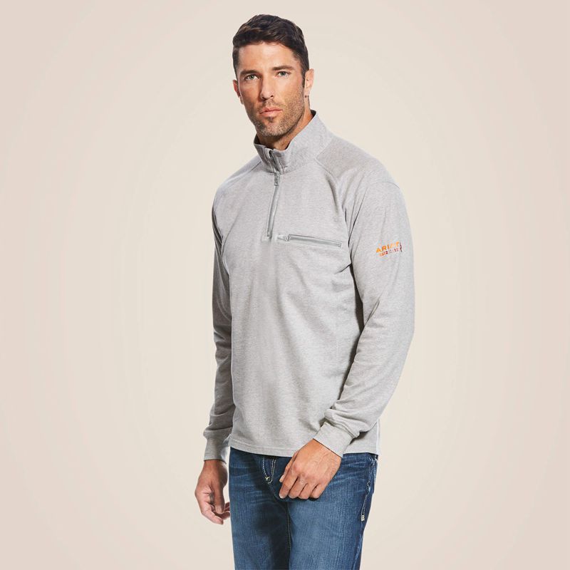 Ariat Fr Rev 1/4 Zip Top Argent Homme | MLI-10403521