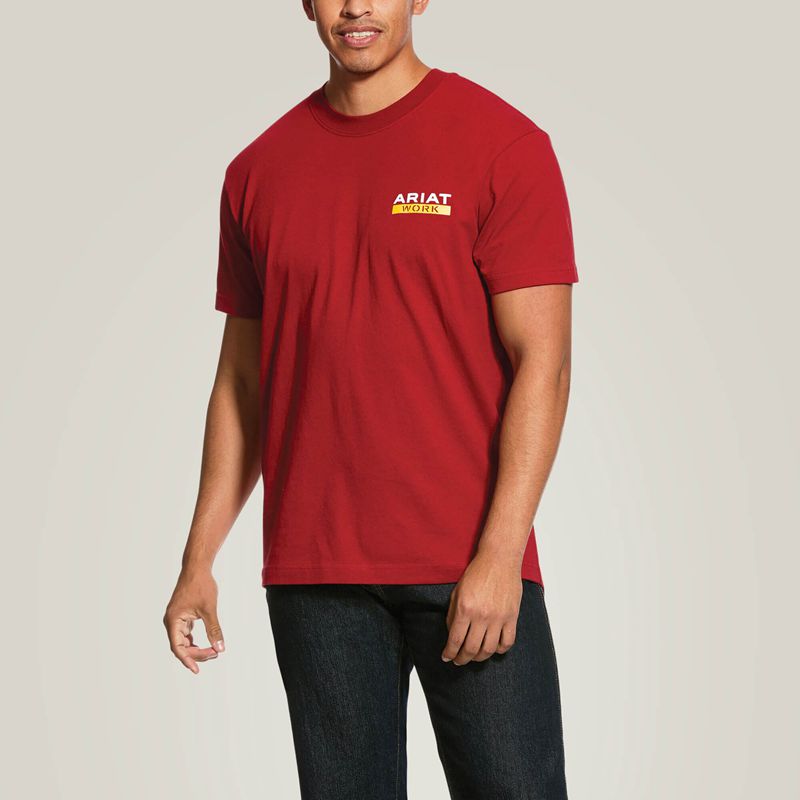 Ariat Rebar Cotton Strong Roughneck Graphic T-Shirt Rouge Homme | DTM-61267022