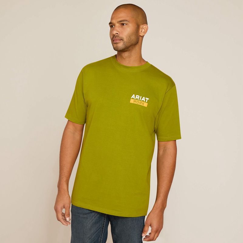 Ariat Rebar Cotton Strong Roughneck Graphic T-Shirt Vert Homme | BUP-02625170