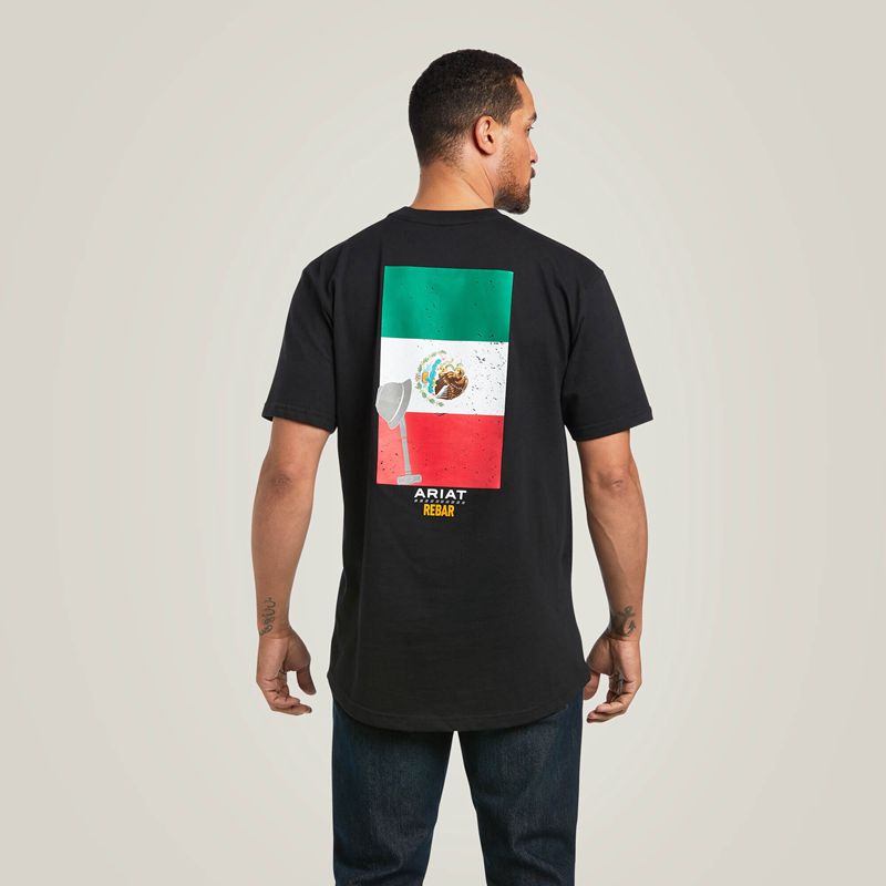 Ariat Rebar Cotton Strong Mexican Pride Graphic T-Shirt Noir Homme | WTR-95381223