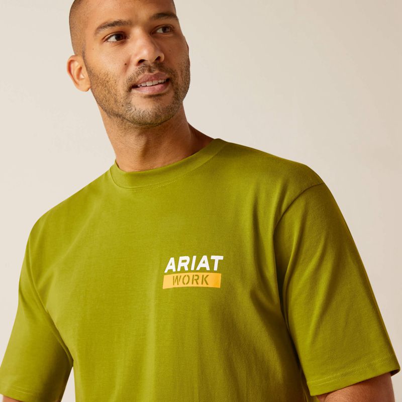 Ariat Rebar Cotton Strong Roughneck Graphic T-Shirt Vert Homme | BUP-02625170