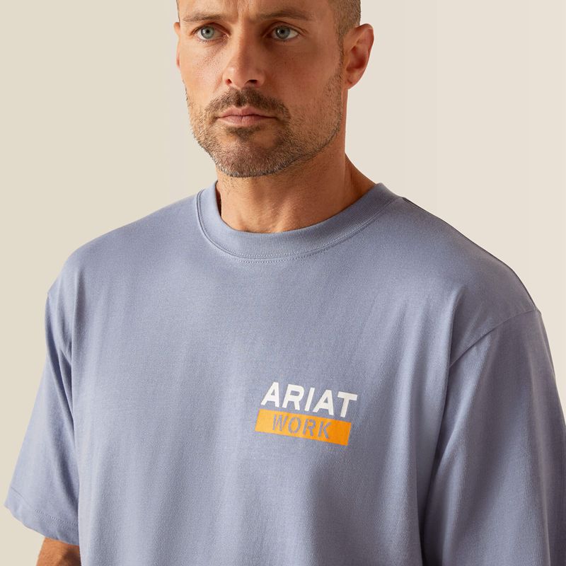 Ariat Rebar Cotton Strong Roughneck Graphic T-Shirt Infinity Heather Homme | ZYP-44355850