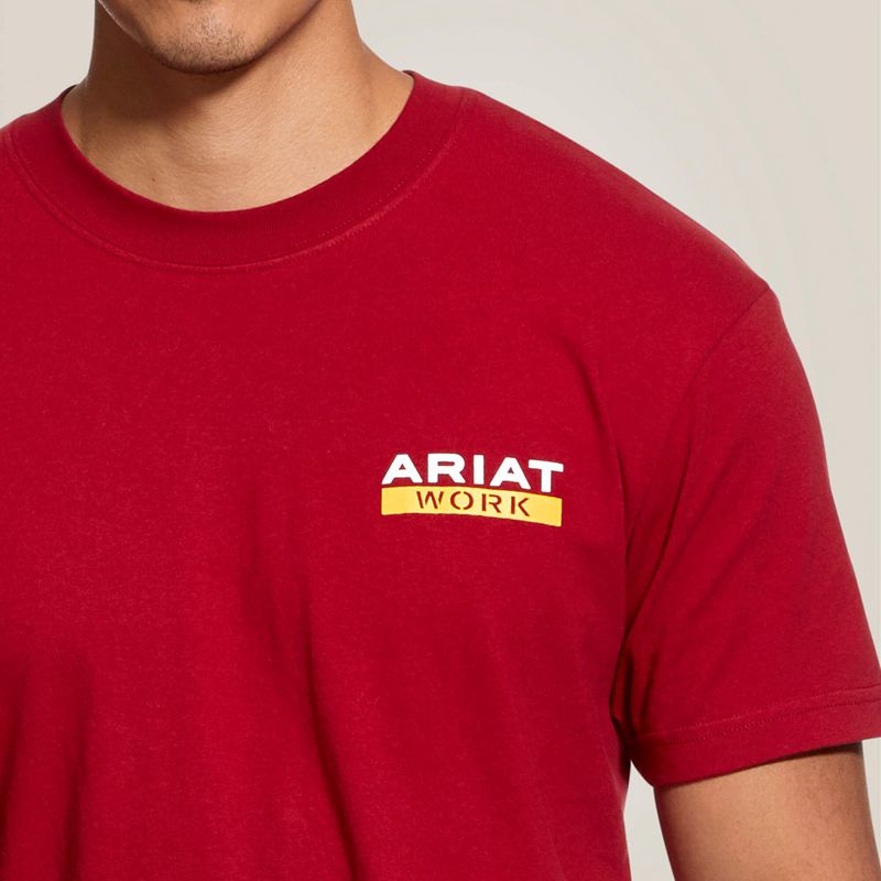 Ariat Rebar Cotton Strong Roughneck Graphic T-Shirt Rouge Homme | DTM-61267022