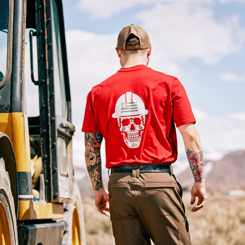 Ariat Rebar Cotton Strong Roughneck Graphic T-Shirt Rouge Homme | DTM-61267022