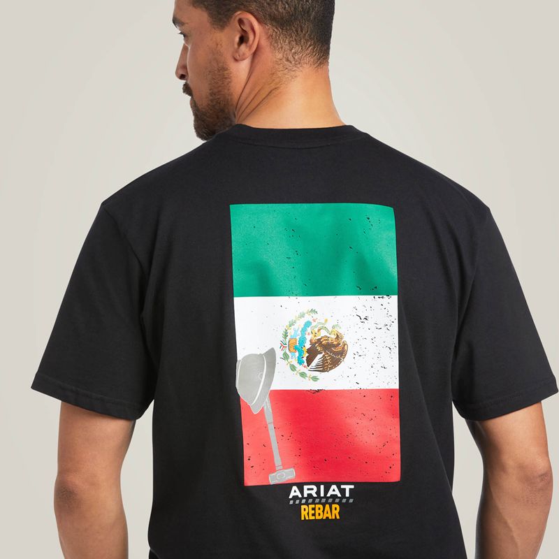 Ariat Rebar Cotton Strong Mexican Pride Graphic T-Shirt Noir Homme | WTR-95381223