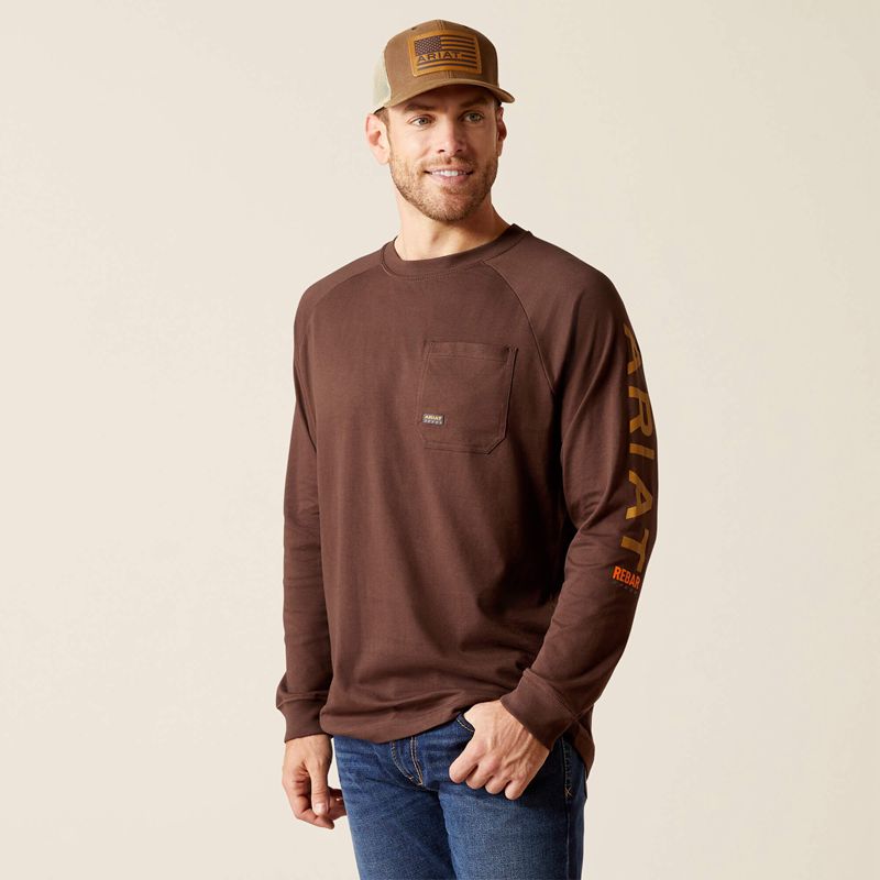 Ariat Rebar Cotton Strong Graphic T-Shirt Cafe Marron Homme | DCH-18361579