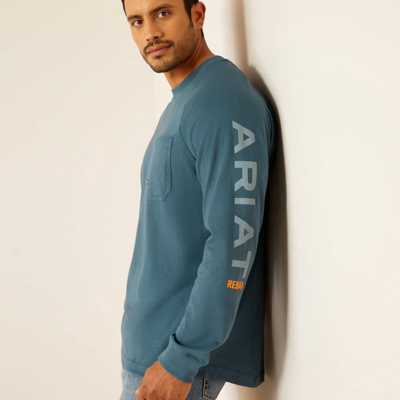 Ariat Rebar Cotton Strong Graphic T-Shirt Bleu Homme | ECT-07674927