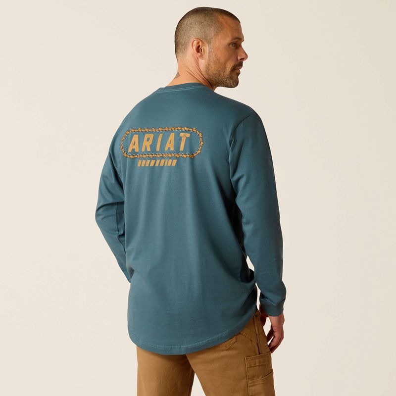 Ariat Rebar Cotton Strong Chainsaw Logo T-Shirt Stargazer Homme | LJB-05479988