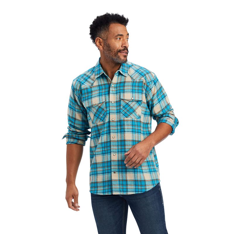 Ariat Handley Retro Fit Shirt Sylvan Teal Homme | EDF-80084688