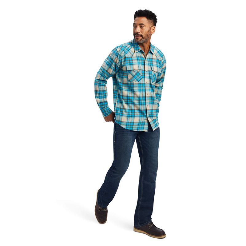 Ariat Handley Retro Fit Shirt Sylvan Teal Homme | EDF-80084688