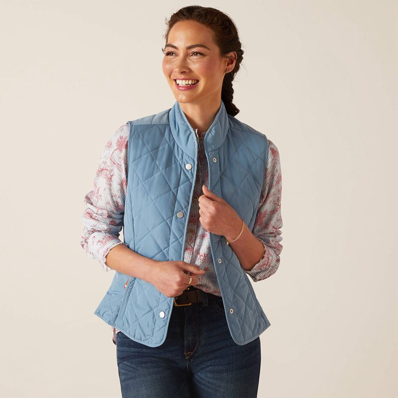 Ariat Woodside Vest Bleu Femme | KNW-74785790